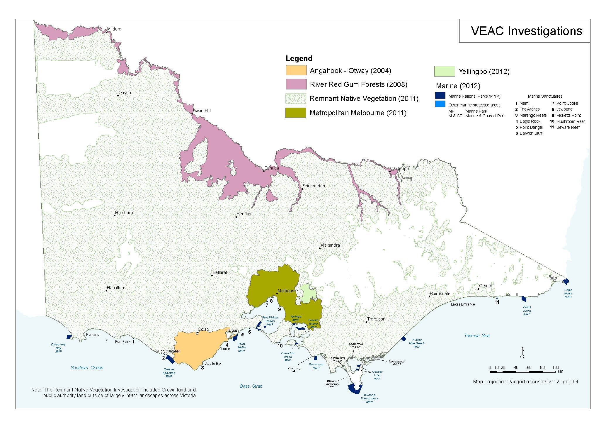 Map of VEAC investigations